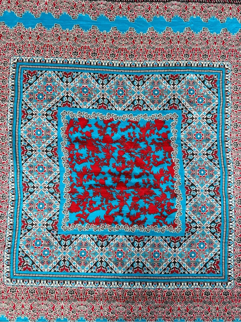Johnny Was Square Tassel Silk Scarf